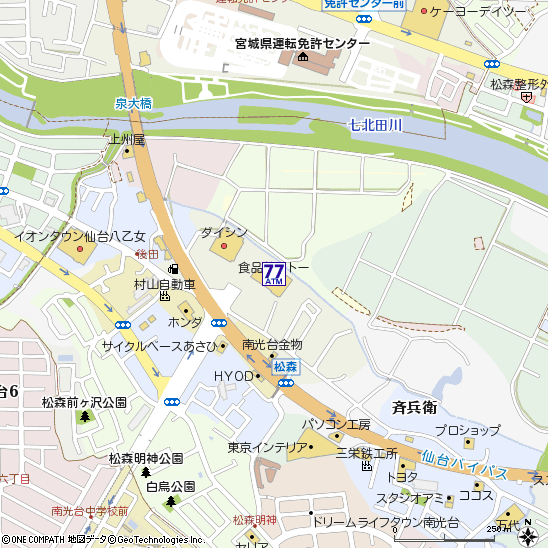 食品館イトー泉松森店付近の地図